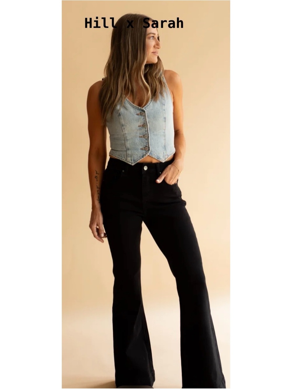 🌟HILL X SARAH🌟High-Rise Black Flare Jeans, Size 27